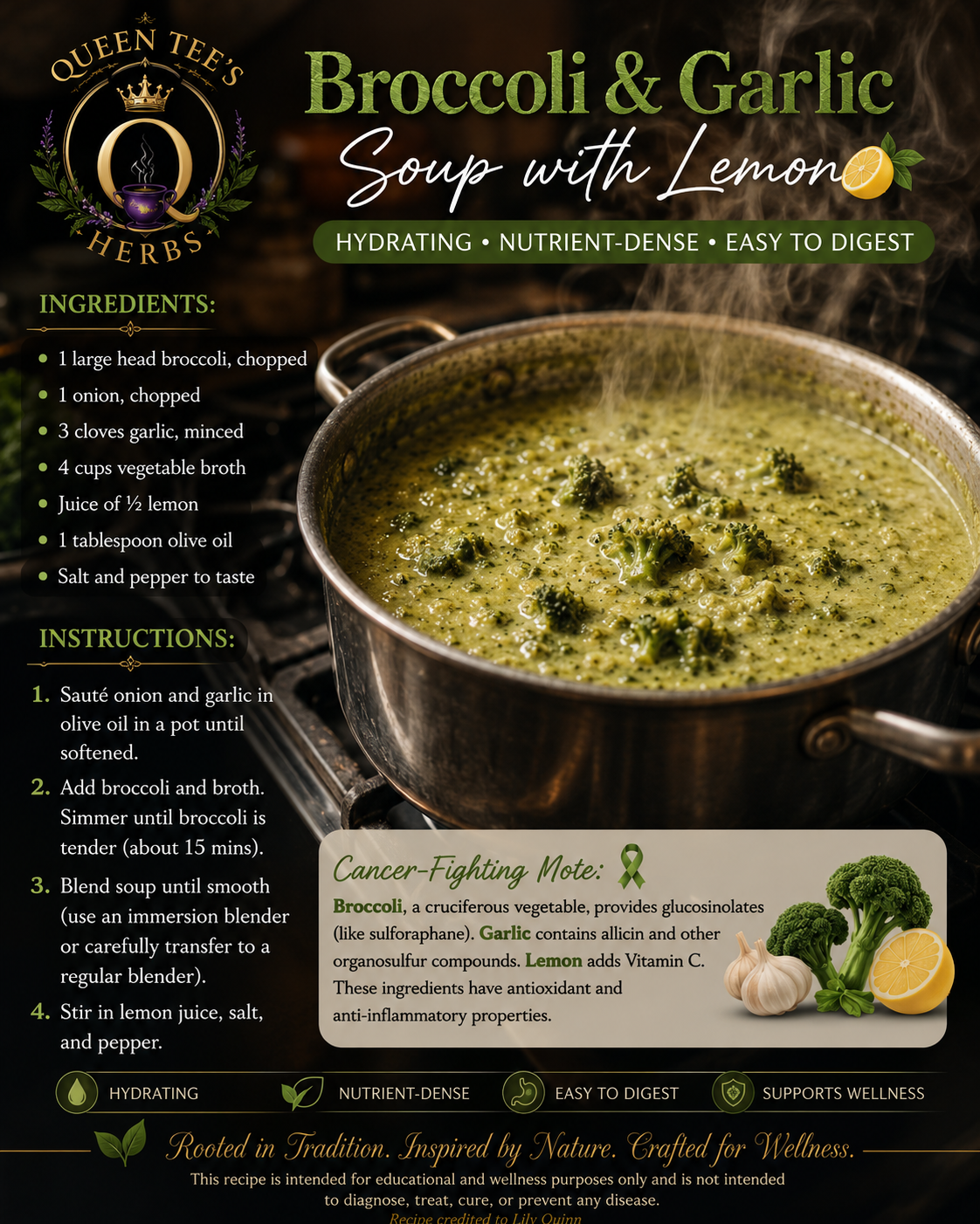 Comfort in a Bowl: Broccoli & Garlic Soup with Lemon