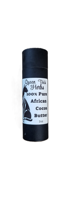 Queen Tee's Herbal Teas and Tinctures 2oz cocoa butter stick for self-care, featuring a smooth, natural cocoa butter product.