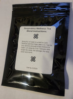 Loose herbal tea blend in a jar labeled Queen Tee's Premium Respiratory Wellness Tea by Queen Tee's Herbal Teas and Tinctures