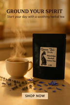 Loose leaf herbal tea blend with dried herbs and flowers from Queen Tee's Premium Third Eye Tea collection.