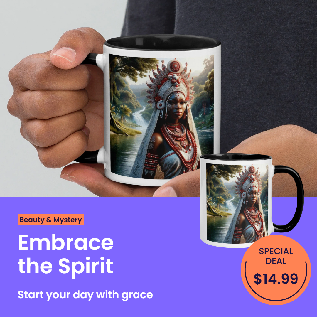 African Ewa Orisha Mug with Black Inside