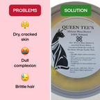 Queen Tee's Herbal Teas and Tinctures premium whipped African Shea Butter, 100% natural, creamy texture in a jar.