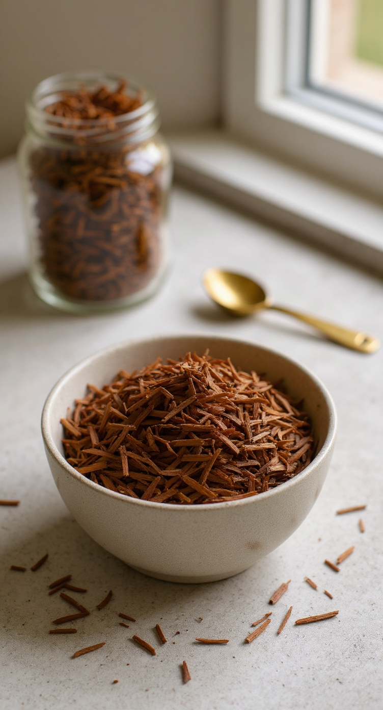 Loose Queen Tee's Herbal Teas Premium Yohimbe Bark in a resealable bag, showing natural, dried Yohimbe bark pieces.