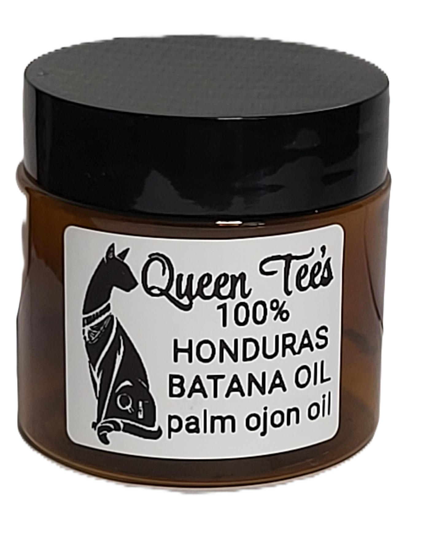 Premium 100% Honduras Batana Ojon Oil in a bottle, used for skin and hair care, from Queen Tee's Herbal Teas and Tinctures.