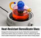 Mignone Heat-Resistant Borosilicate Glass Teapot with Removable Infuser and Cup — Modern Color-Contrast Design
