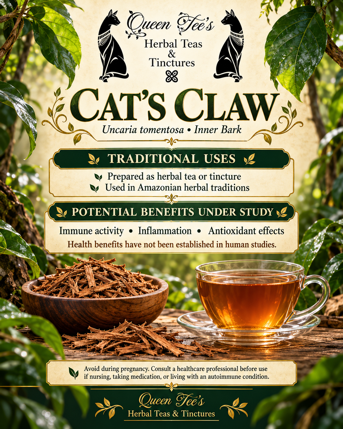 Queen Tee's Premium Cat's Claw Loose Bark Herb 1oz
