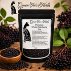 Queen Tee’s Premium Whole Elderberries dried berries for herbal teas and wellness preparations
