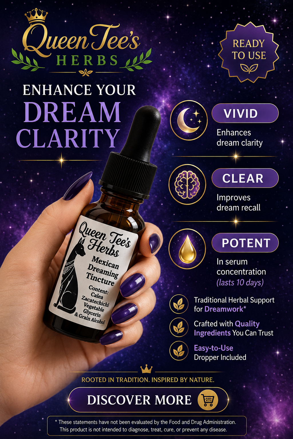 Queen Tee's Premium Mexican Dream Herb Tincture (Calea Zacatechichi)