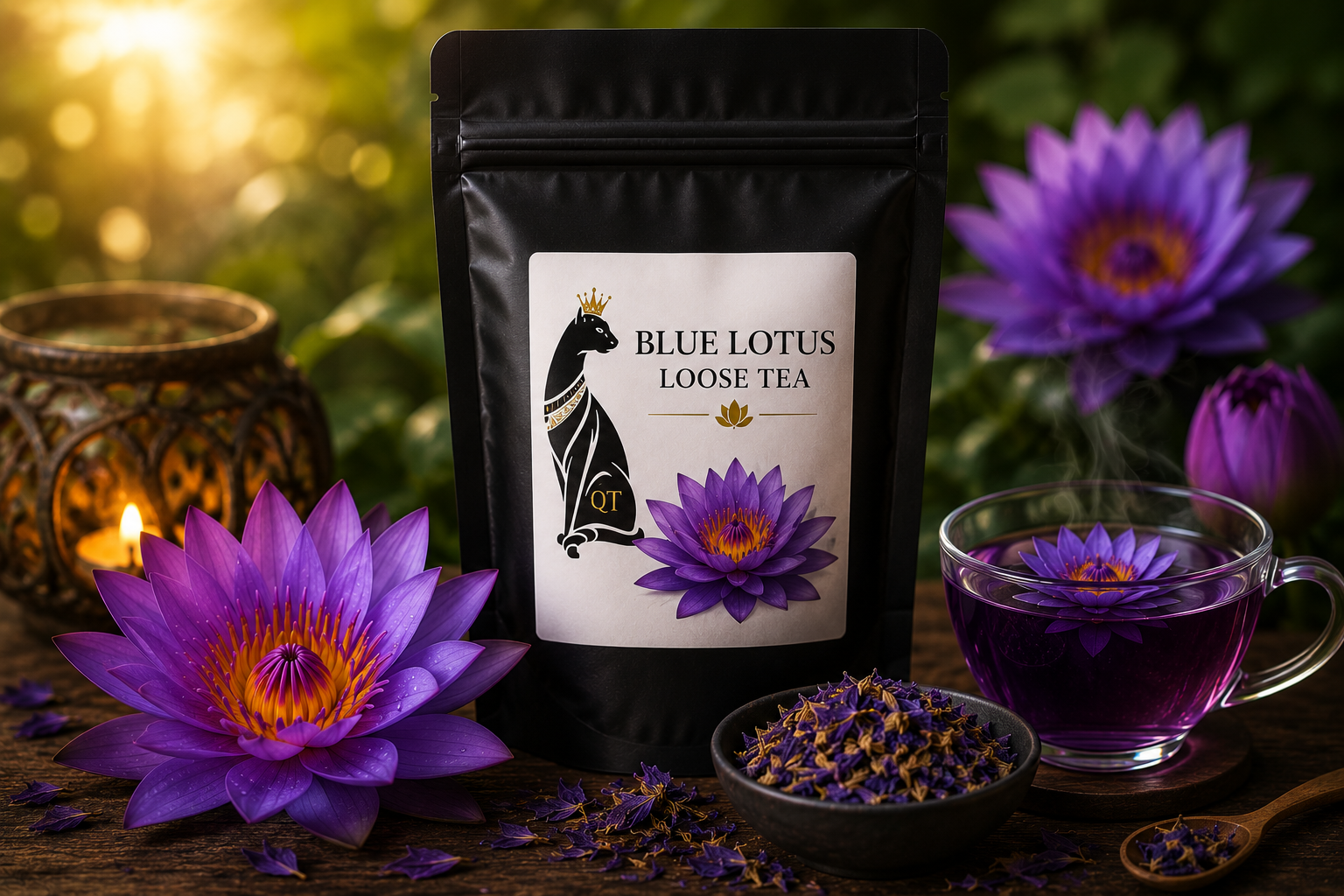 Queen Tee's Premium Blue Lotus Broken Flower Herb (Nymphaea caerulea) for relaxation