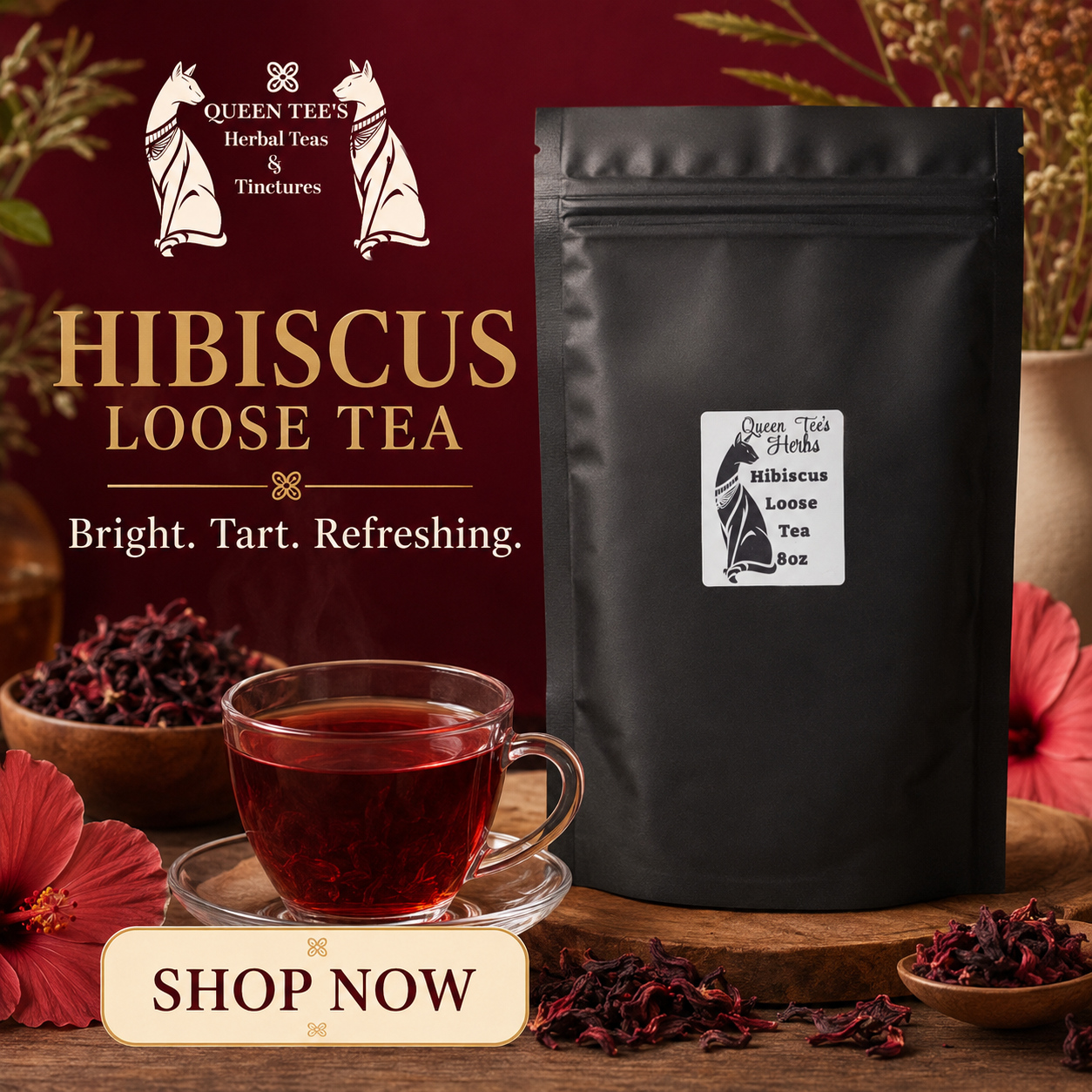 Queen Tee’s Premium Hibiscus Loose Leaf Tea