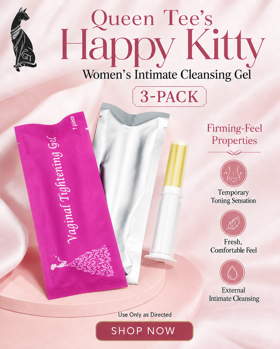 Happy Kitty Women's Feminine Cleansing Tightening Gel (3-Pack)