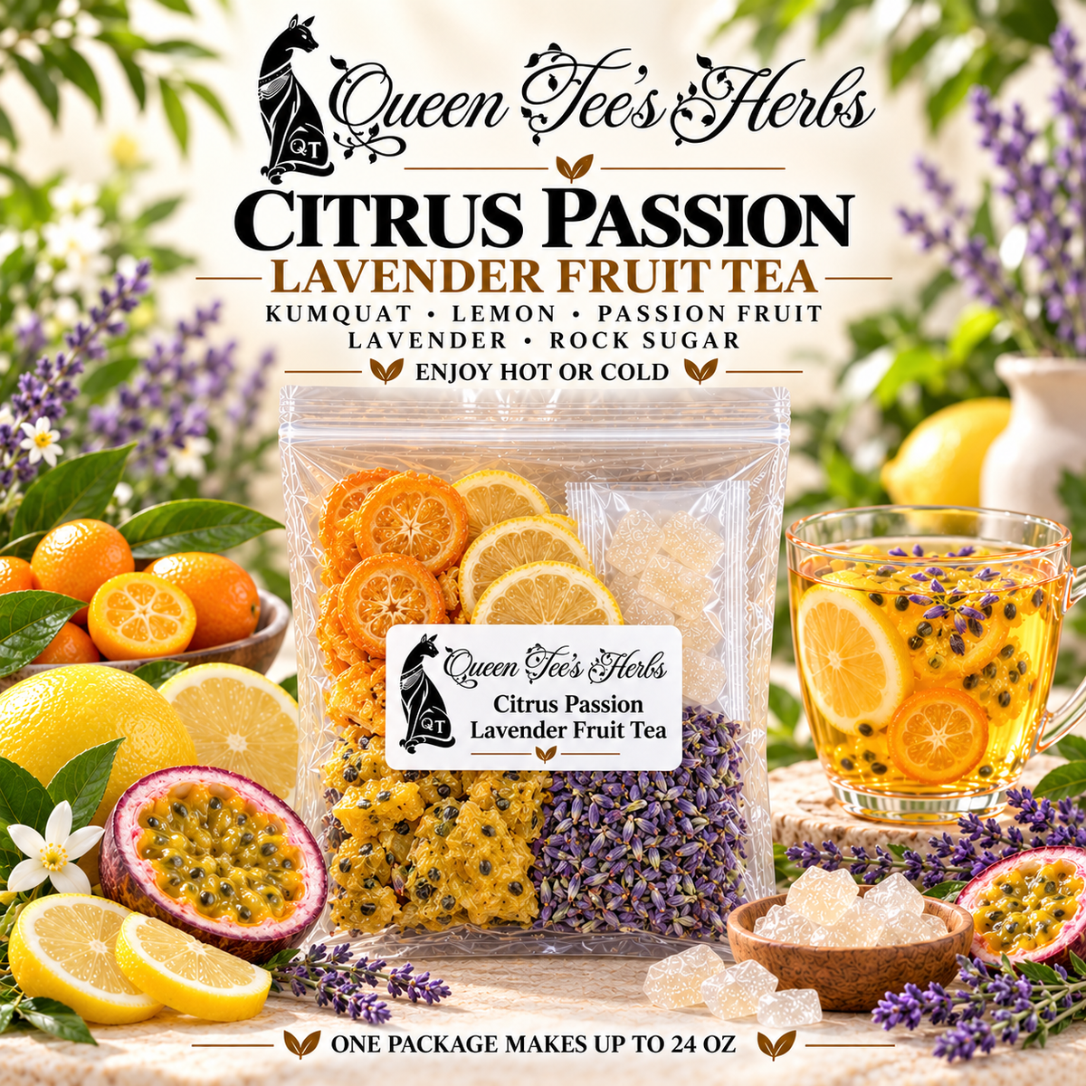Queen Tee's Premium Freeze-Dried Fruit Tea Slices Packages