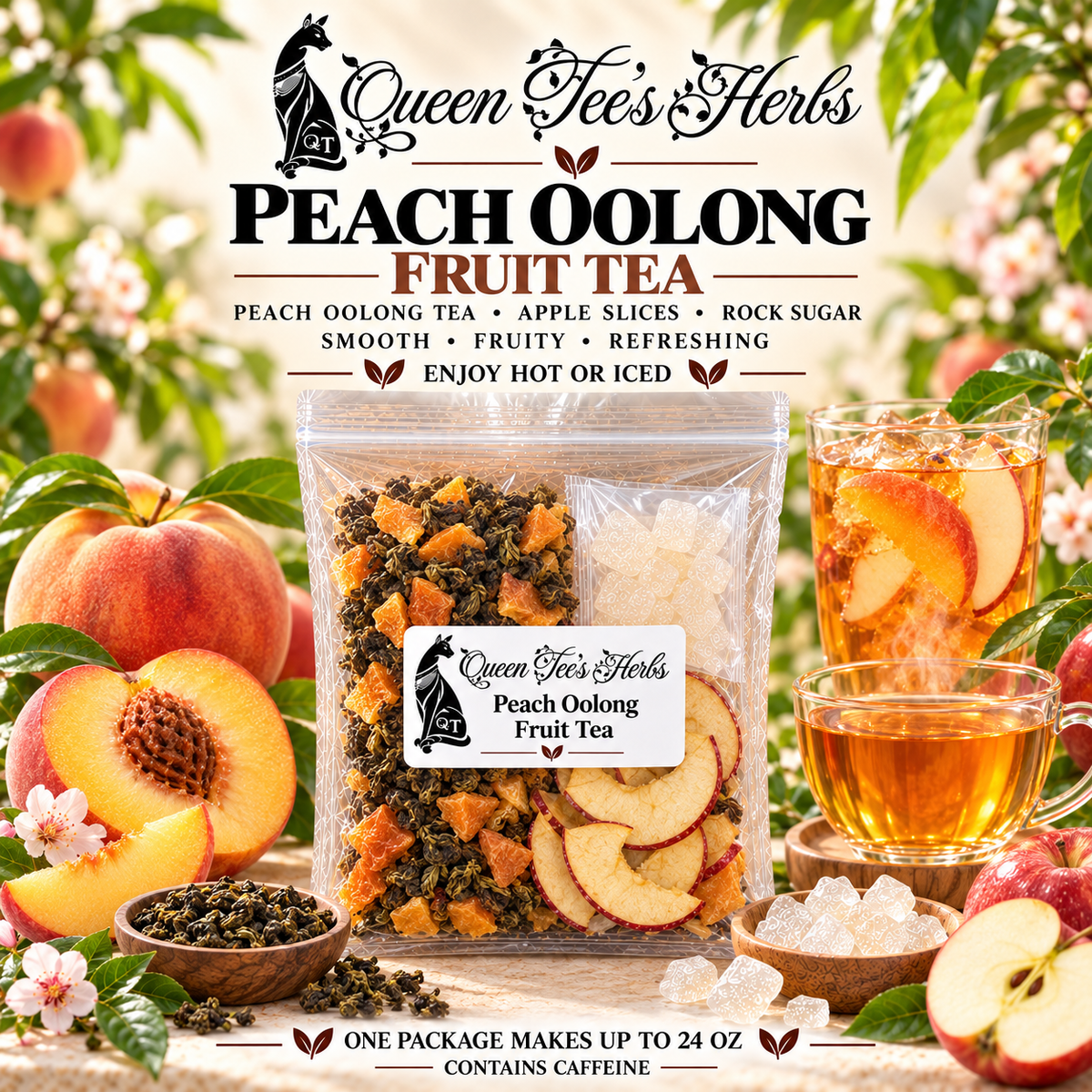 Queen Tee's Premium Freeze-Dried Fruit Tea Slices Packages