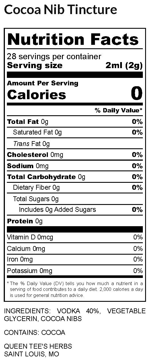 Queen Tee's Premium Cocoa Tincture (Theobroma cacao)