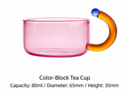 Mignone Heat-Resistant Borosilicate Glass Teapot with Removable Infuser and Cup — Modern Color-Contrast Design