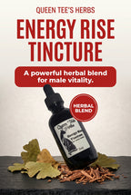 Queen Tee's Herbal Teas and Tinctures Energy Rise Tincture bottle with dropper, showcasing herbal tincture inside.