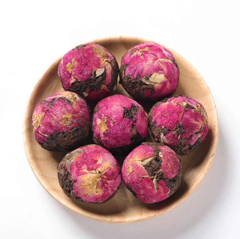 Queen Tee's Premium Organic Dried Rose Blooming Tea Ball - Natural Herbal Health Tea (5 Bombs)