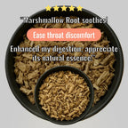 Loose marshmallow root tea from Queen Tee's Herbal Teas, showcasing dried Althea officinalis roots for soothing herbal infusion.