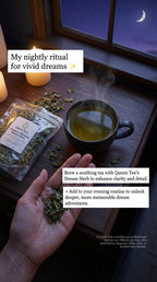 Loose Queen Tee's Mexican Dream Herb Calea Zacatechichi tea leaves in a clear jar, showcasing the herbal product for sleep and dream enhancement.