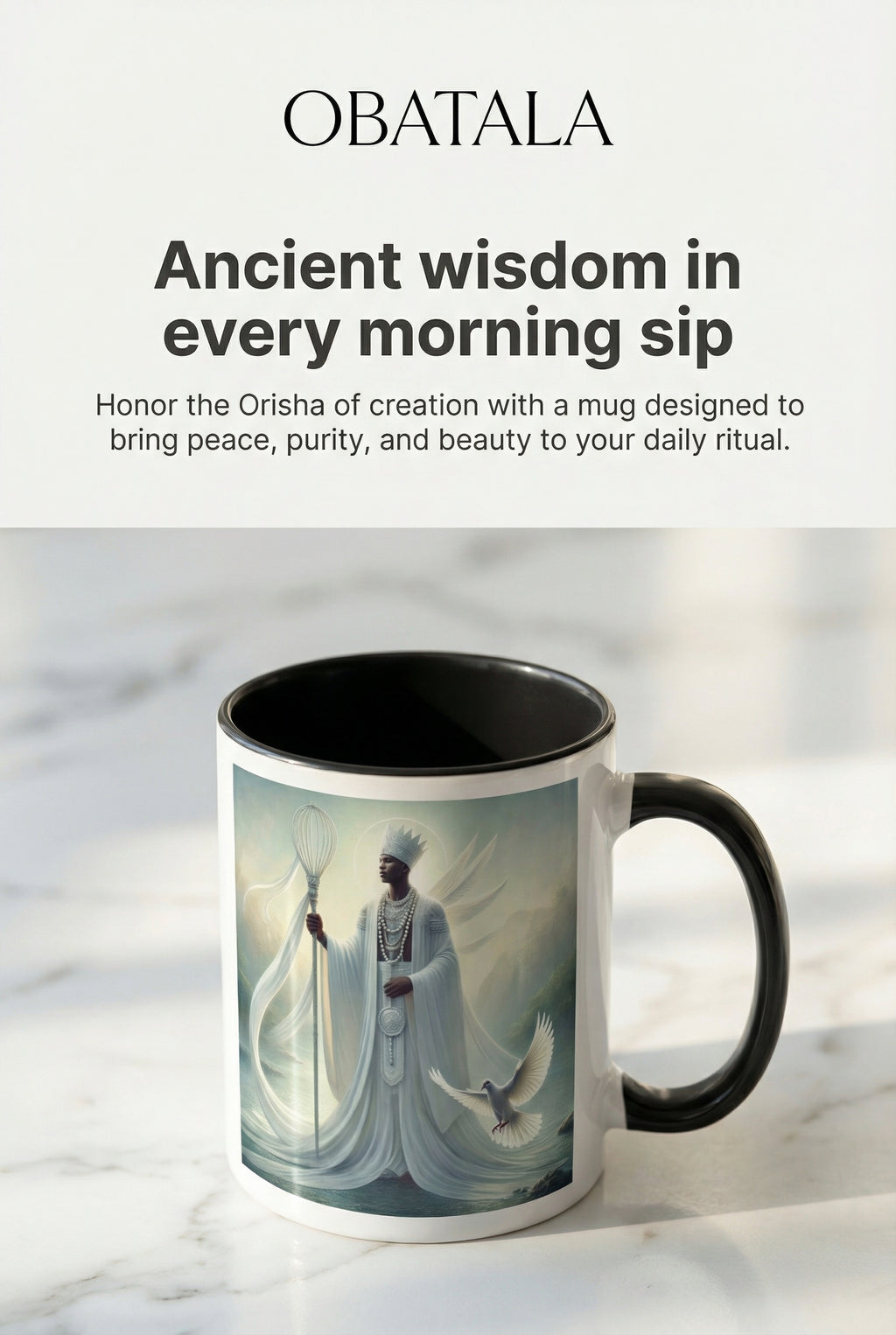 Orisha God Obatala Mug with Black Color Inside