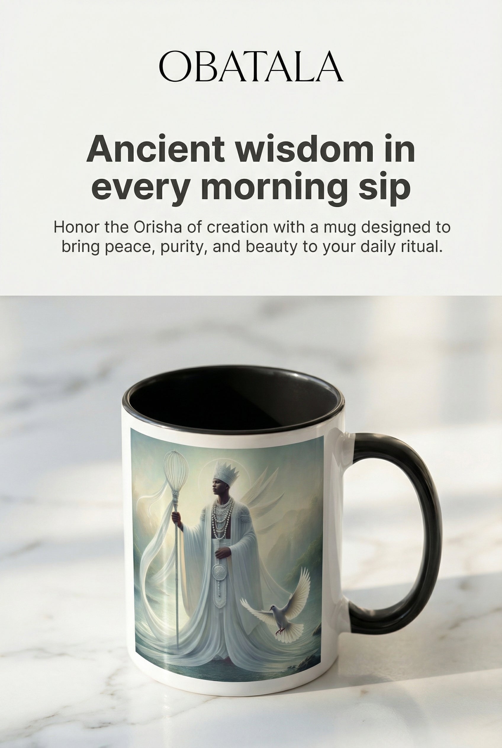 Orisha God Obatala Mug with Black Color Inside
