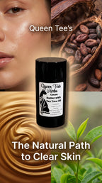 Queen Tee's Premium Cocoa Butter with Tea Tree Oil in a 1 oz jar, ideal for self-care and skin moisturizing.