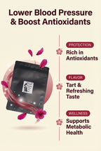 Loose leaf hibiscus tea from Queen Tee’s Herbal Teas and Tinctures, showing vibrant red hibiscus flowers and tea leaves.