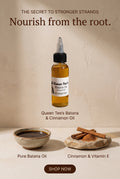 Queen Tee's Premium Batana Oil infused with Cinnamon in a 2 oz bottle, showcasing the herbal oil product with cinnamon and Batana oil.
