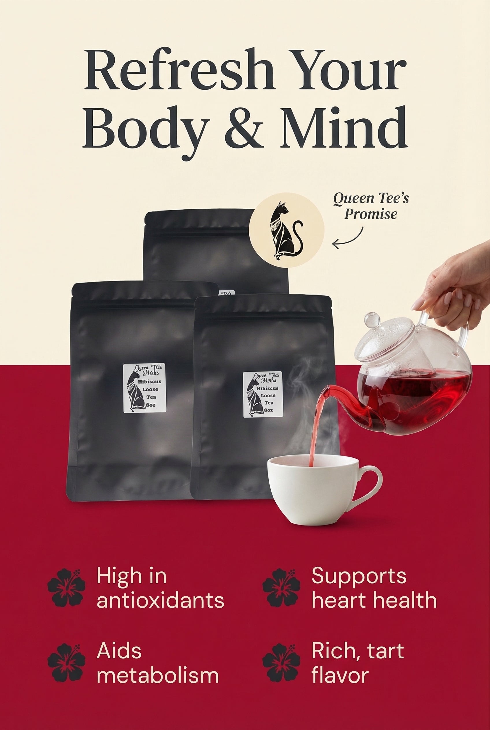 Queen Tee’s Premium Hibiscus Loose Leaf Tea