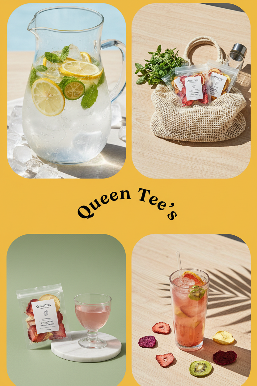 Pack of Queen Tee's Premium Freeze-Dried Fruit Tea Slices, loose herbal tea from Queen Tee's Herbal Teas and Tinctures