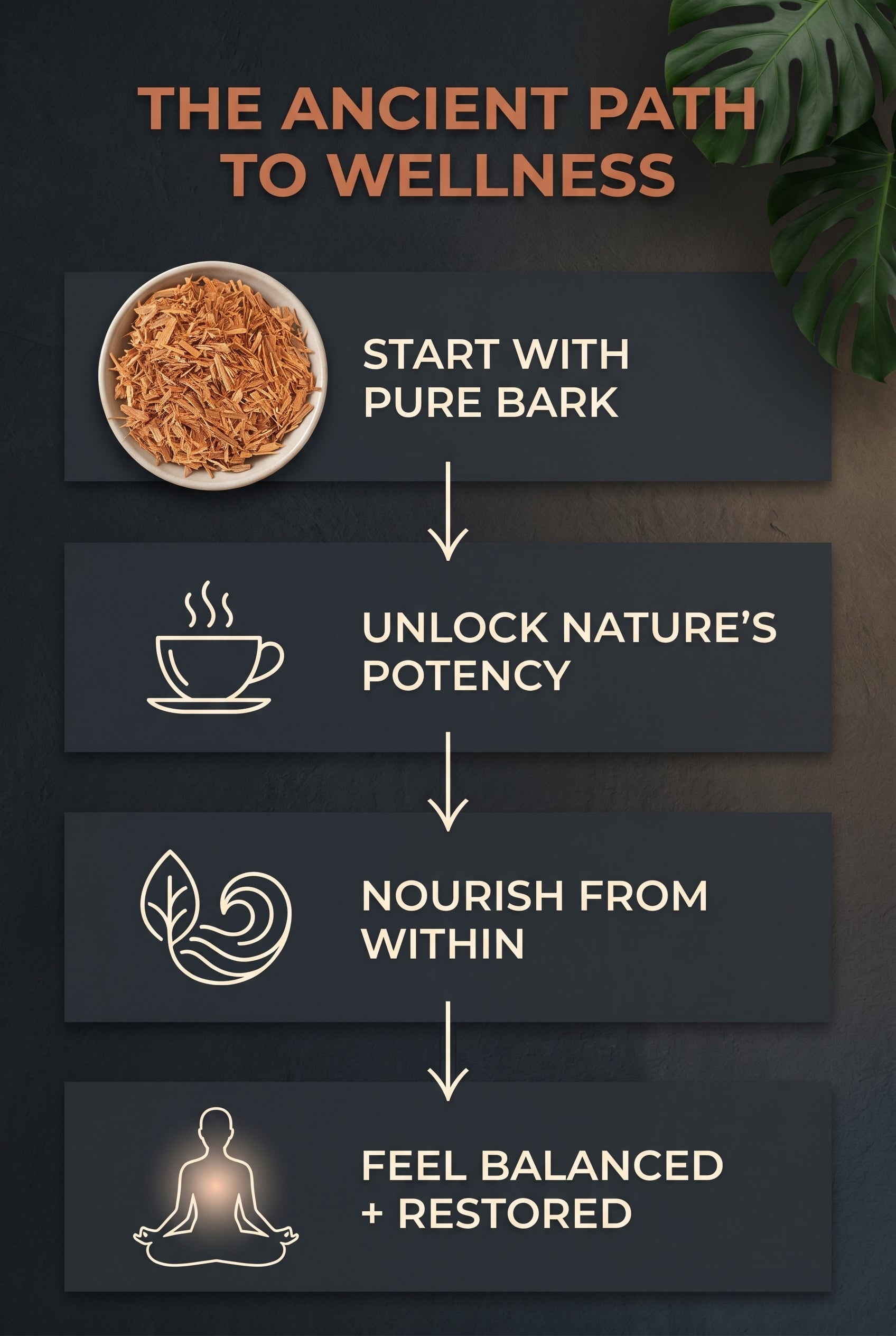 Loose herb Queen Tee's Premium Cat's Claw Bark in a clear jar, showcasing the 1oz herbal tea product for natural wellness.