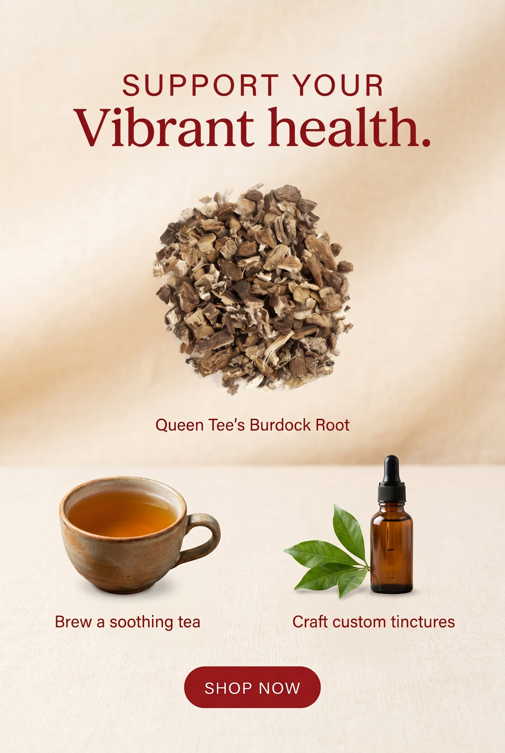 Queen Tee's Premium Burdock Root Cut &amp; Sifted (Arctium lappa)