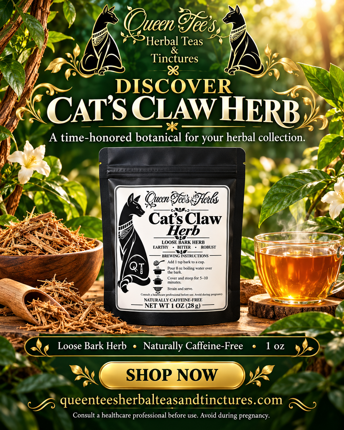 Queen Tee's Premium Cat's Claw Loose Bark Herb 1oz