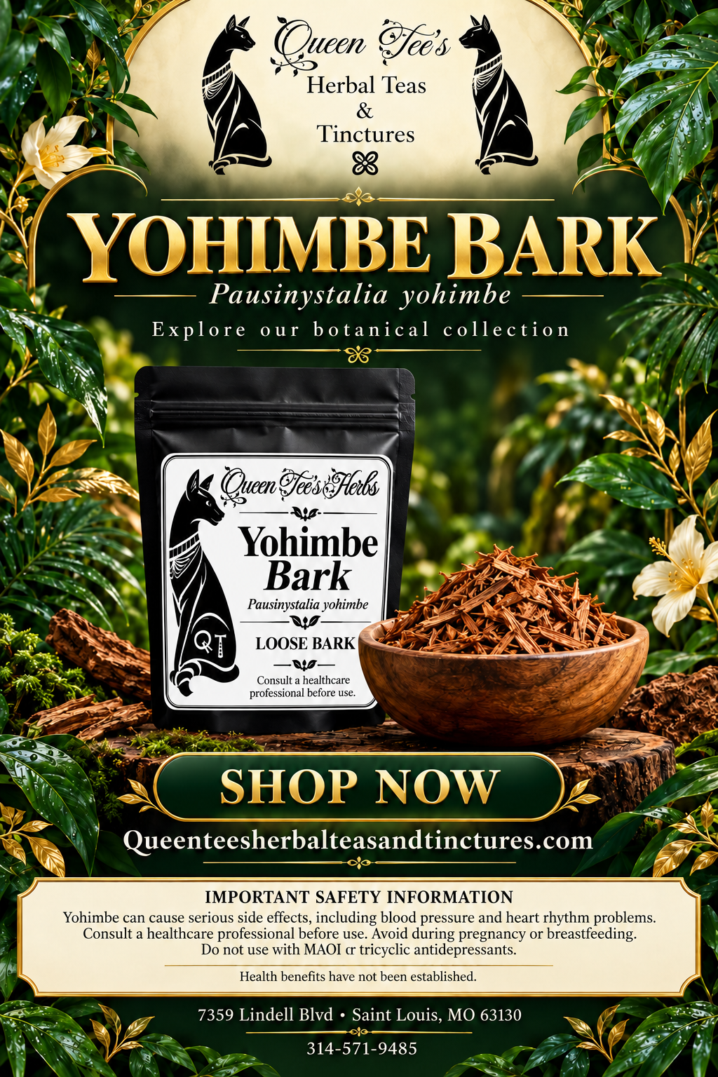 Queen Tee's Premium Yohimbe Bark (Pausinystalia johimbe)