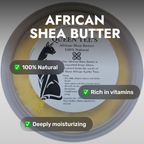 Queen Tee's Premium Whipped African Shea Butter in a jar, showcasing its smooth, creamy texture and natural golden color.