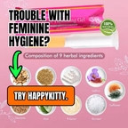 Happy Kitty Women's Feminine Cleansing Tightening Gel 3-pack by Queen Tee's Herbal Teas and Tinctures, with botanical ingredients.