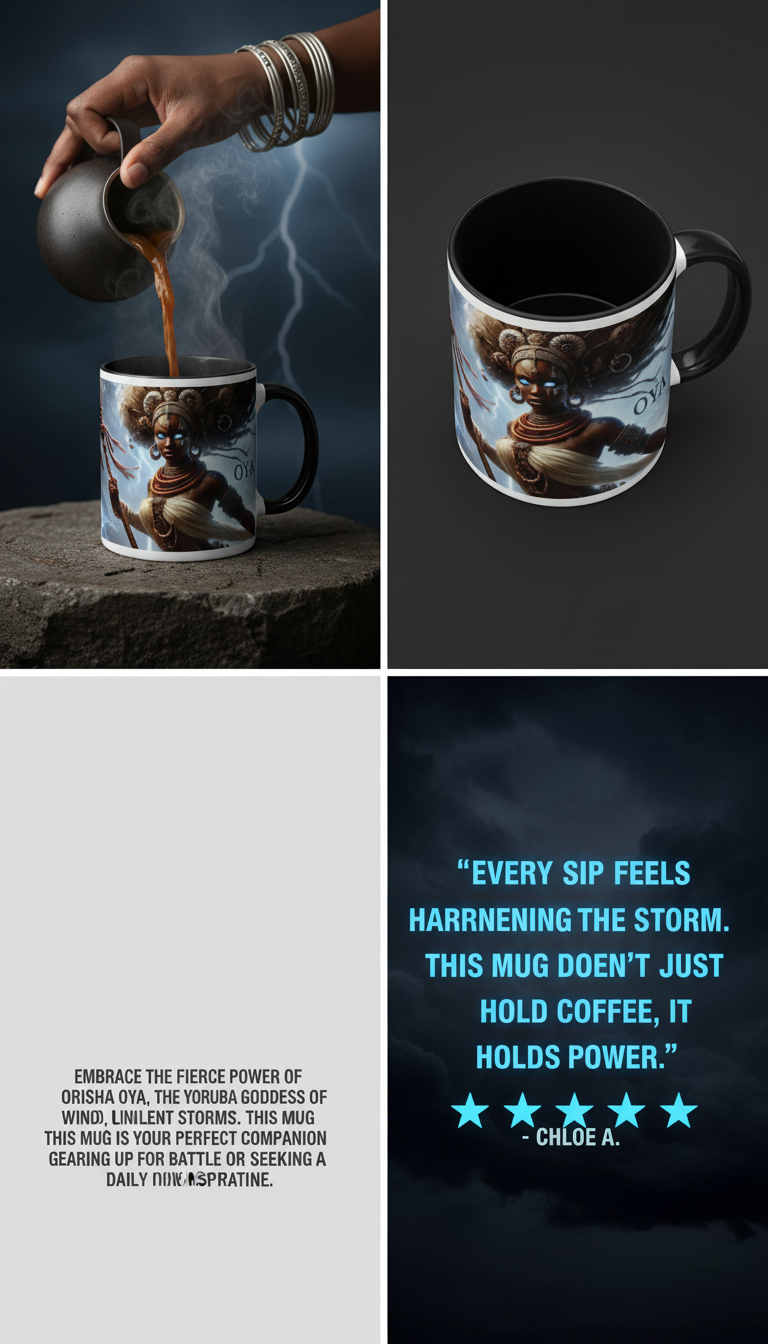 African Oya Orisha Mug with Color Black Inside