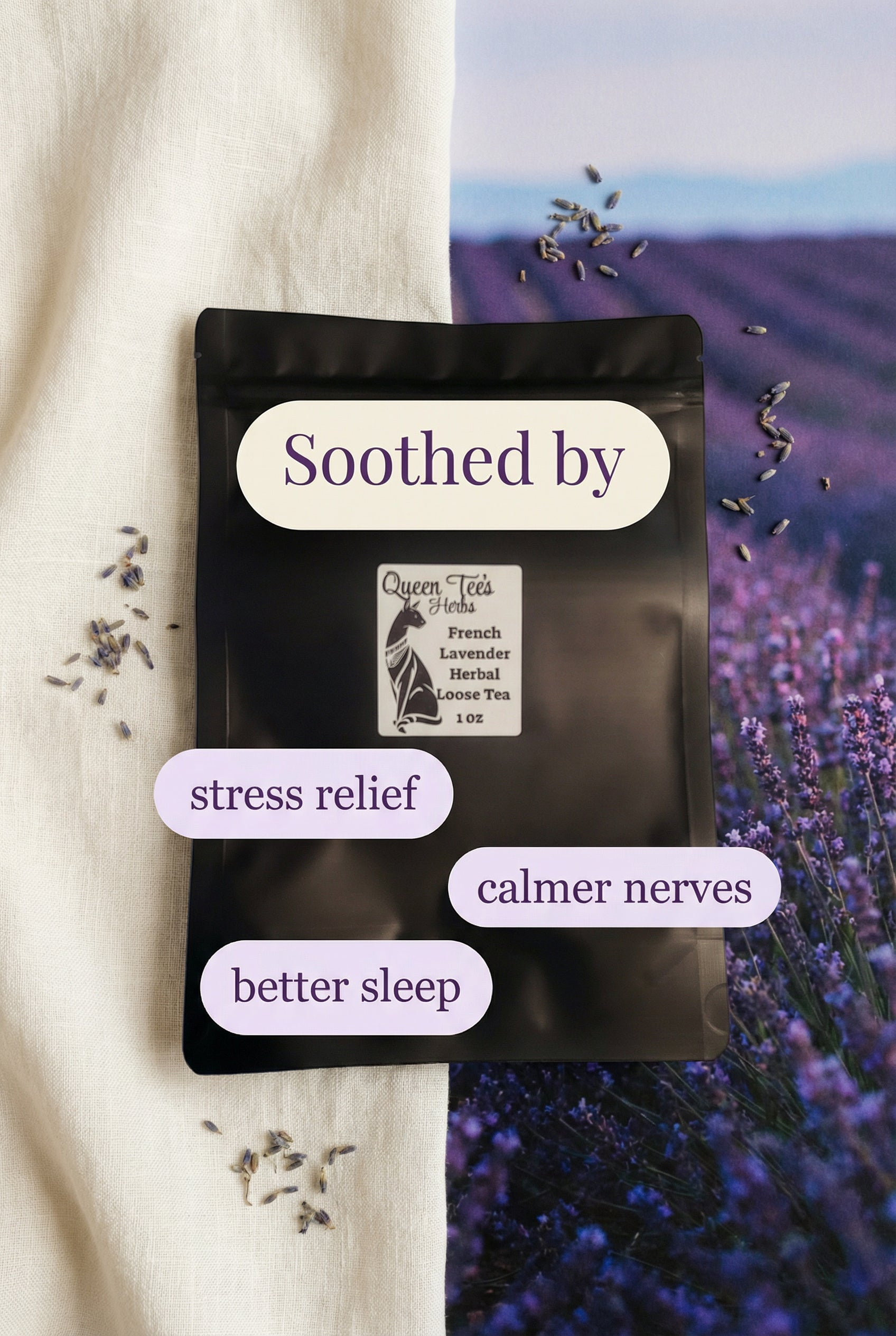 Queen Tee's Premium French Lavender Tea- Loose Cut Flower Buds