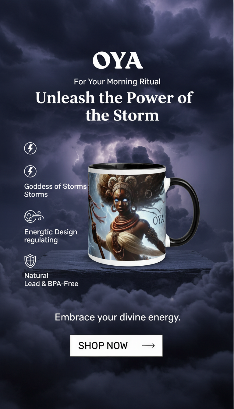 African Oya Orisha Mug with Color Black Inside