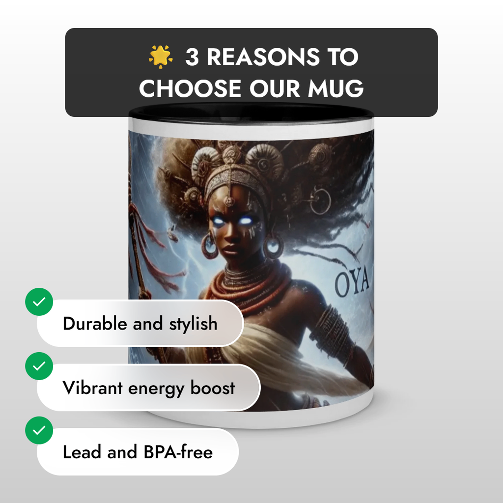 African Oya Orisha Mug with Color Black Inside