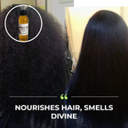 Queen Tee's Premium Batana Oil infused with cinnamon, 2 oz, herbal oil with a dark bottle and dropper cap.