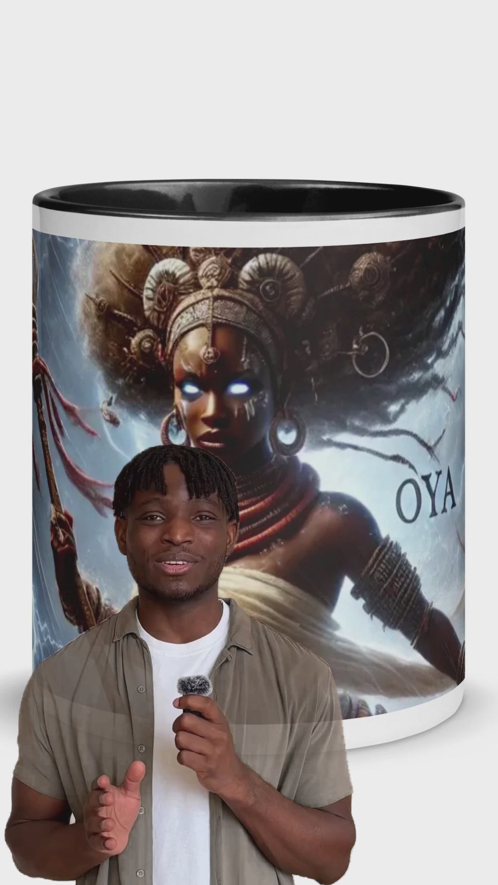 African Oya Orisha Mug with Color Black Inside
