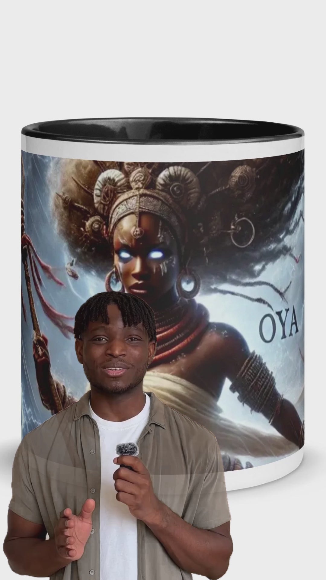 African Oya Orisha Mug with Color Black Inside