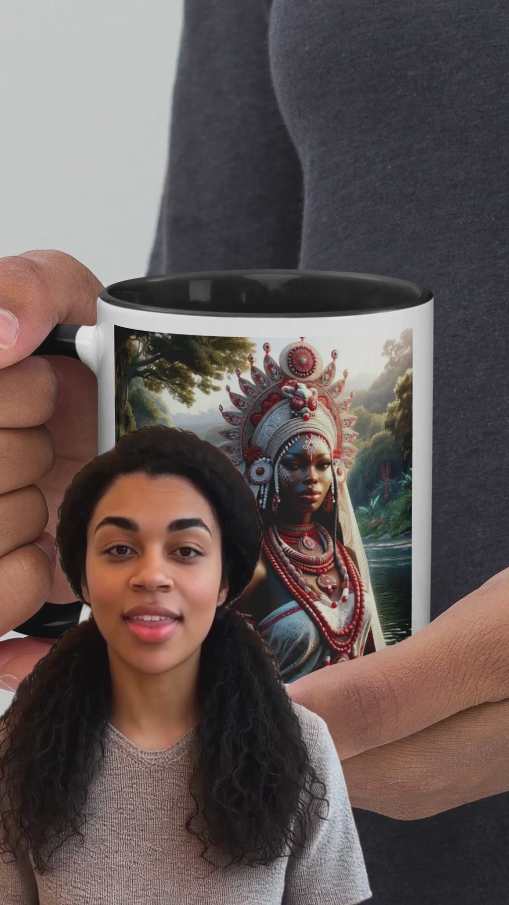 African Ewa Orisha Mug with Black Inside