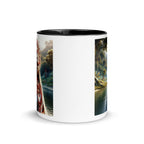 African Ewa Orisha ceramic mug with black interior, 11 oz, featuring traditional design, from Queen Tee's Herbal Teas and Tinctures.