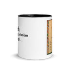 White ceramic THOTH mug with black interior, 11 oz, made to order, from Queen Tee's Herbal Teas and Tinctures.