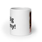 White 20 oz Fred Sanford mug by Queen Tee's Herbal Teas and Tinctures, front view showing glossy finish and classic design.