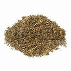 Loose Queen Tee's Premium Wormwood Herb (Artemisia Absinthium) in a clear glass jar, showcasing dried, aromatic wormwood leaves.